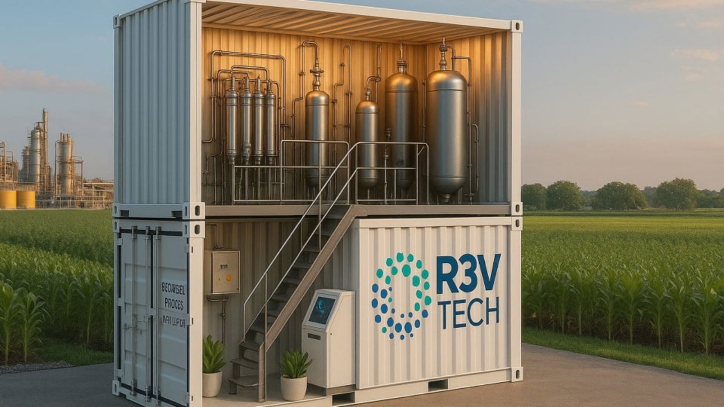 Ilustración creada por la compañía R3V Tech para mostrar su reactor electroquímico