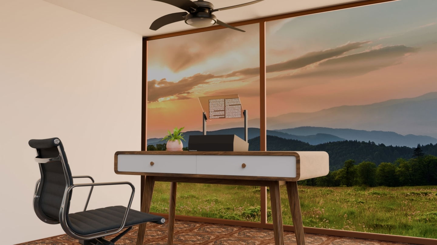 Recreación del monitor Phatom, que permite ver contenido y a la vez disfrutar de un atardecer