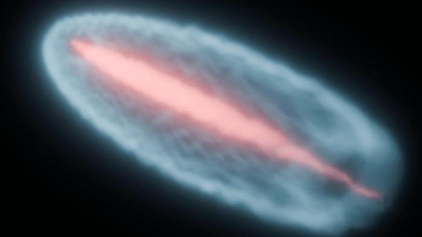 Simulación de un haz inicialmente uniforme de electrones y positrones que interactúa con un plasma