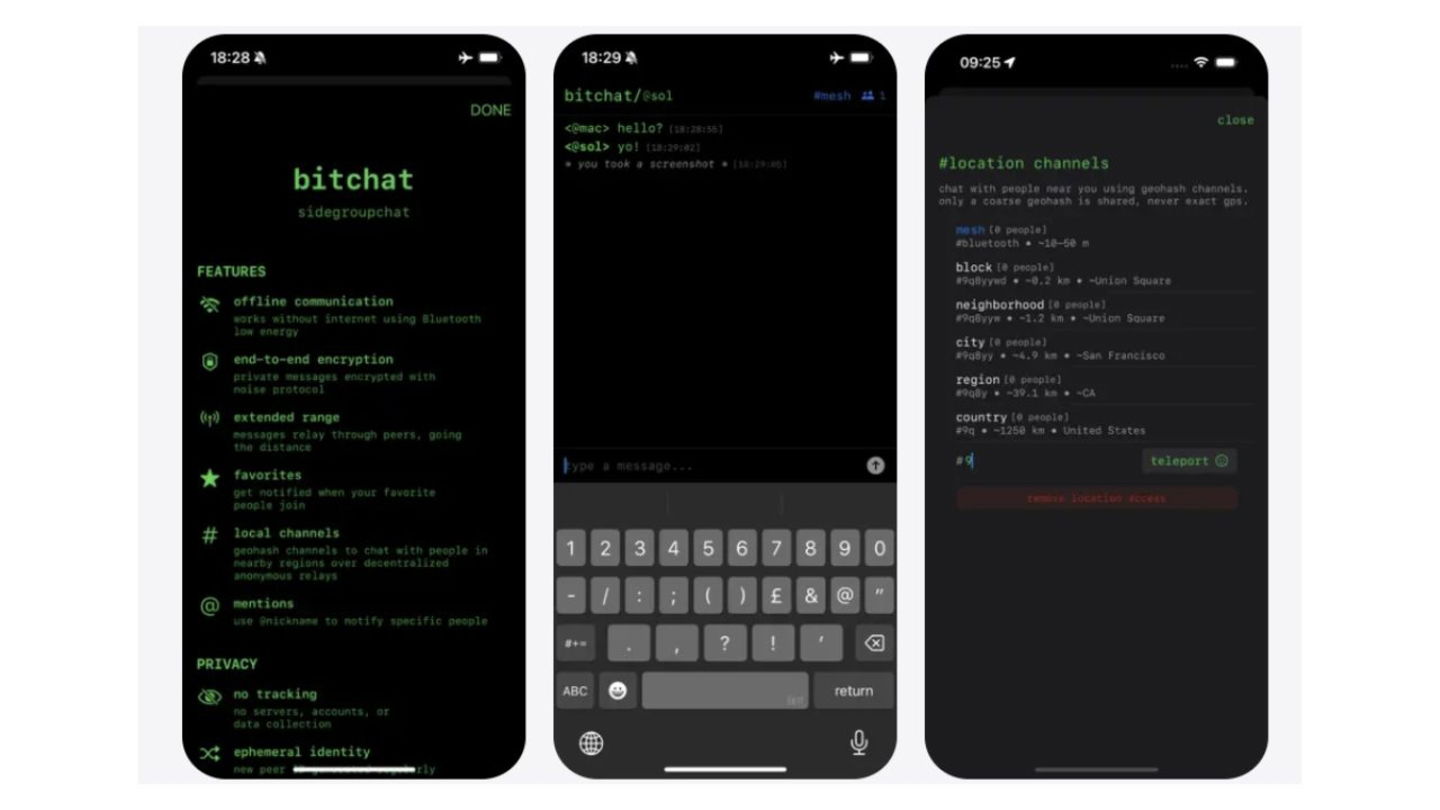 Capturas de pantalla de Bitchat