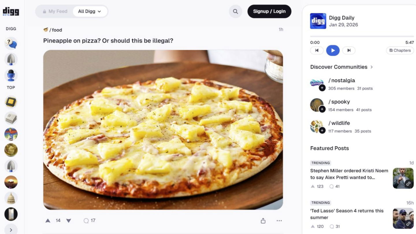 Página principal de Digg